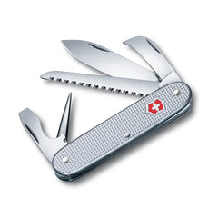 Victorinox Alox medium front view showing compact silver profile and reliable tools