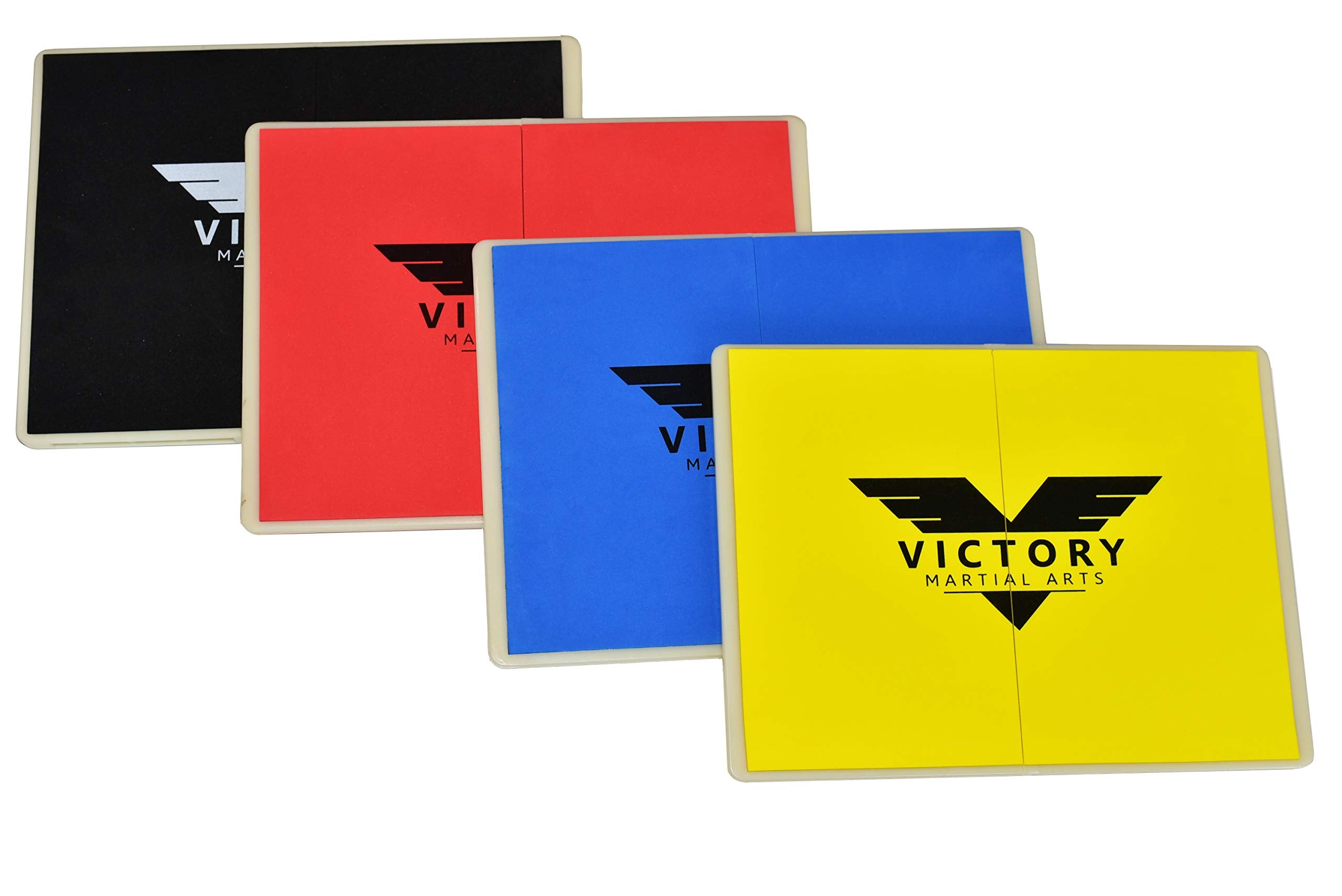 Victory Martial Arts front view of four color-coded boards showing set and branding benefit: consistent progression