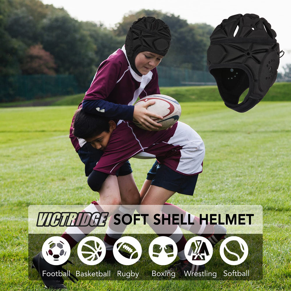 victridge player action shot showing helmet in play for mobility benefit