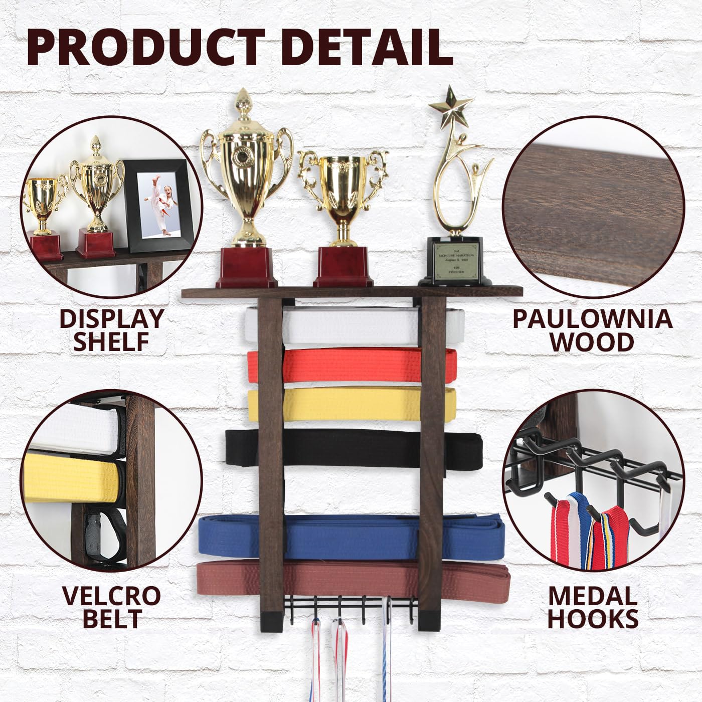 VIEWAY medal hook bar loaded with medals showing easy hanging and organization