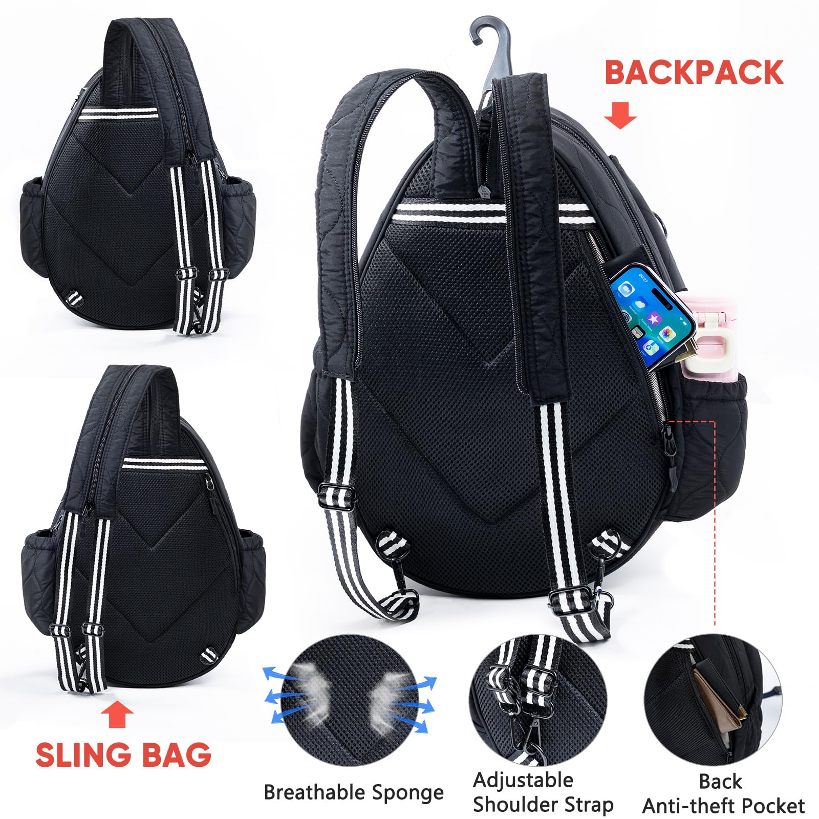 VIGEGARI convertible strap in backpack mode benefit: comfortable adjustable carrying