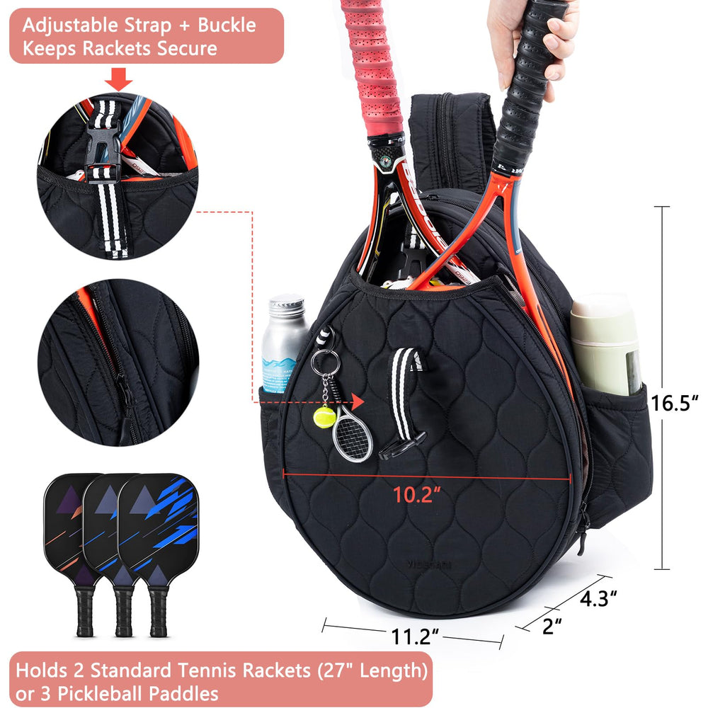VIGEGARI open racket compartment holding two rackets benefit: secure equipment protection