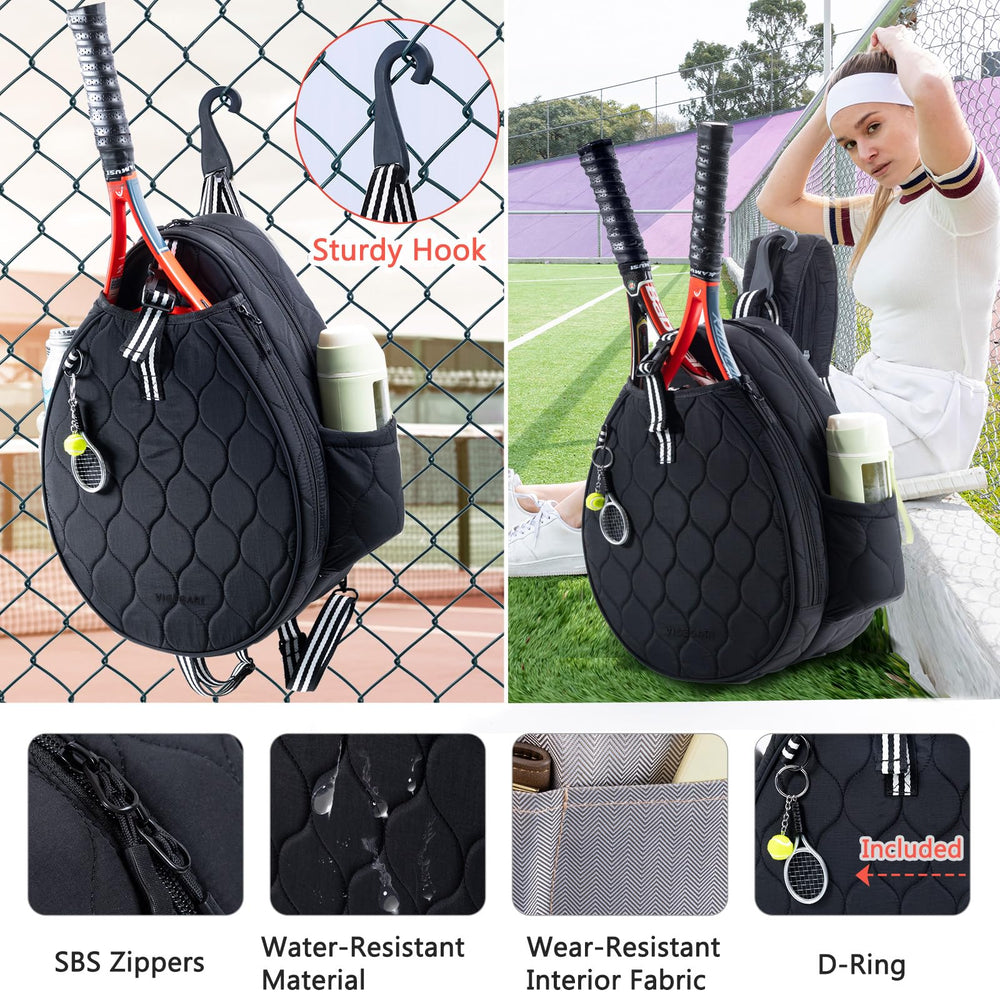 VIGEGARI side pocket with water bottle and tennis balls benefit: quick-access convenience
