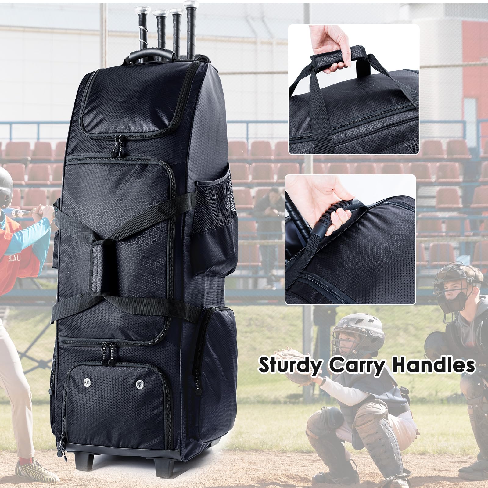 VIGEGARI size comparison with bats showing capacity and compact profile