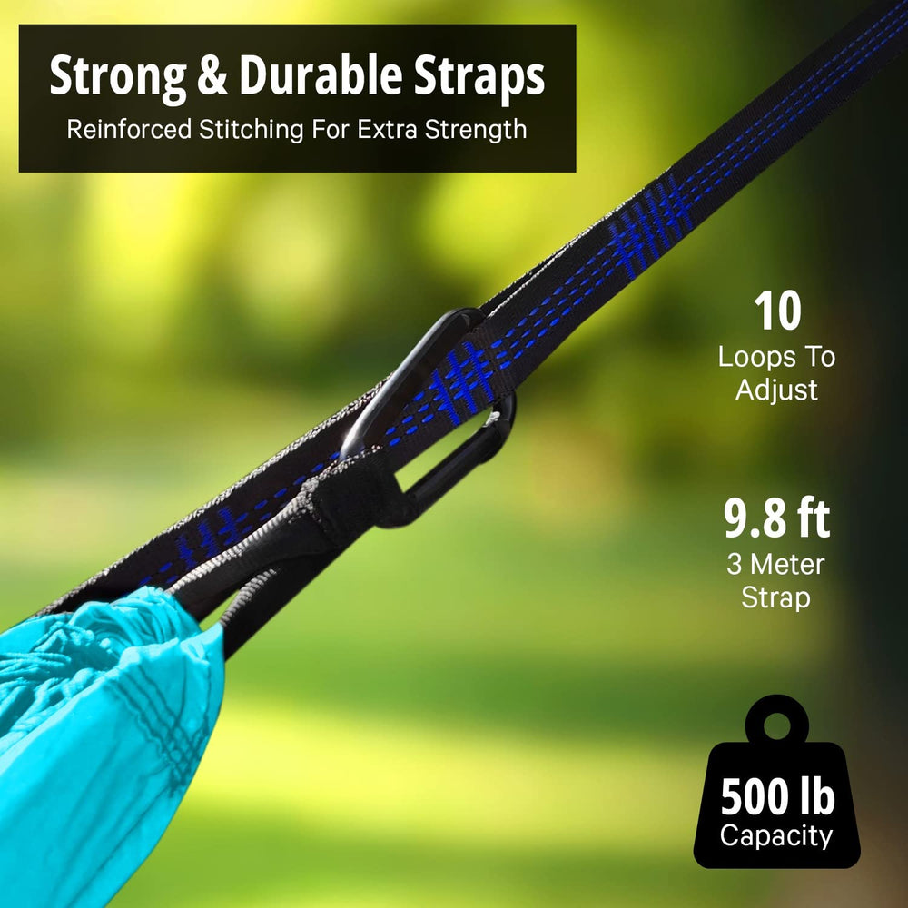 Vigel strap and carabiner setup demonstrating adjustable hanging and easy installation