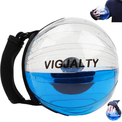 VIGJALTY front view of aqua bag showing clear shell and size benefit
