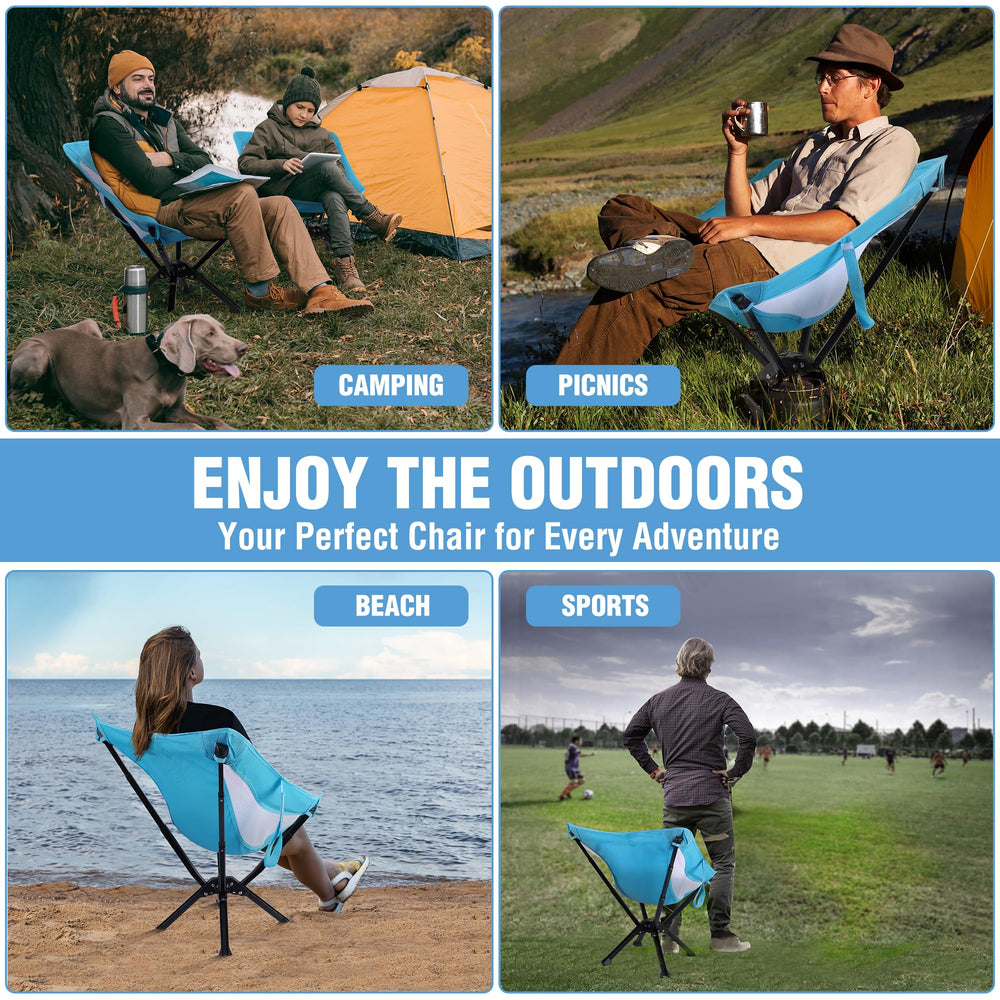 VILLEY chair on campsite with gear demonstrating dependable field use