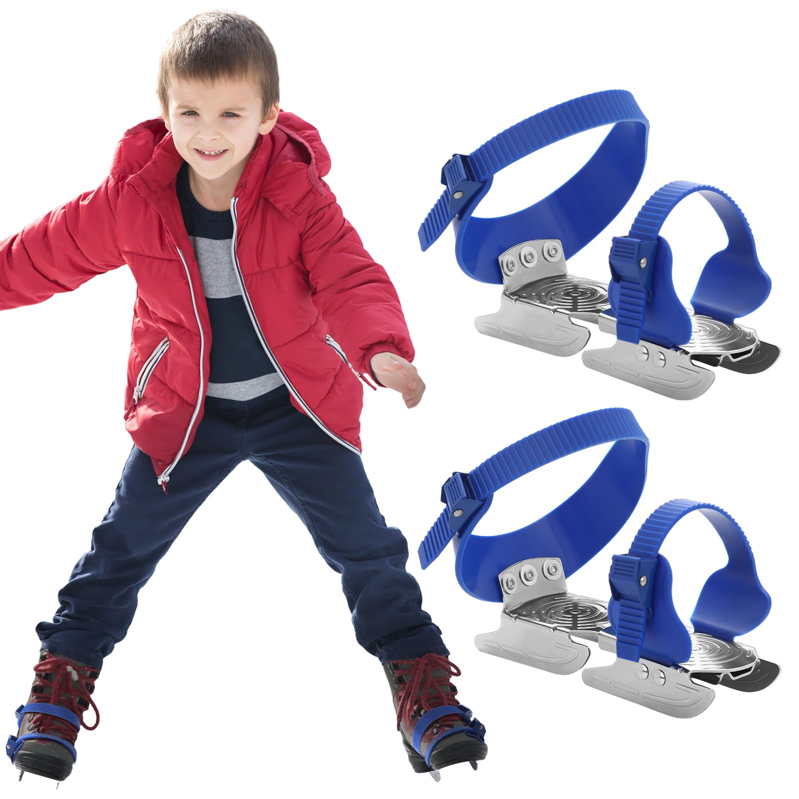 VioraWhite front view of blue skates showing stable beginner design