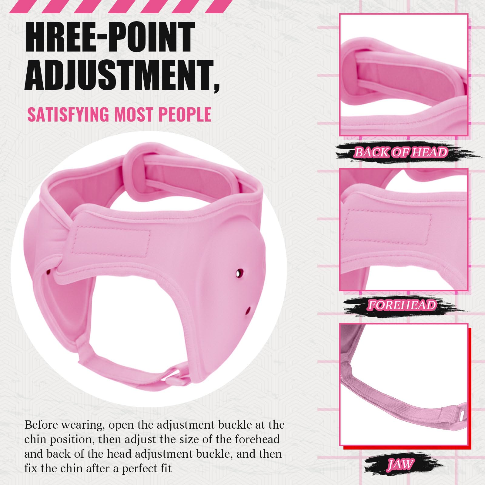 VioraWhite headgear adjustable straps side view, secures fit for active movement