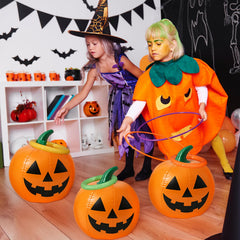 VioraWhite inflated pumpkin next to ruler demonstrating 12-inch size for scale