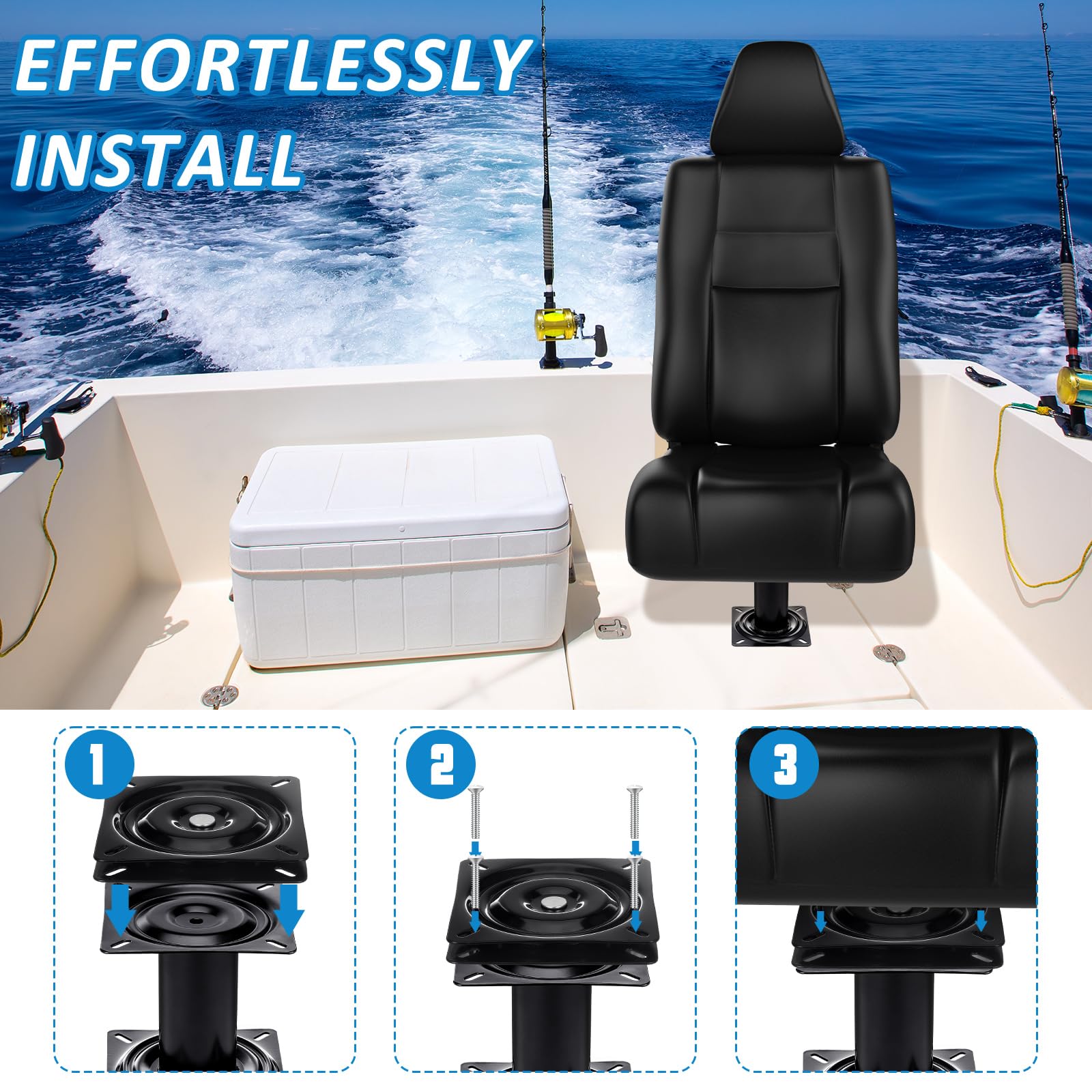 VioraWhite installed on boat seat in use showing stable seating benefit