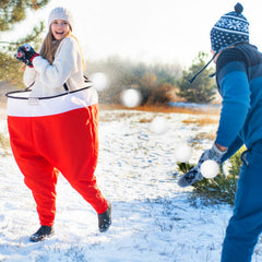 VioraWhite display of twenty white snowballs with pants showing ready-to-play convenience benefit
