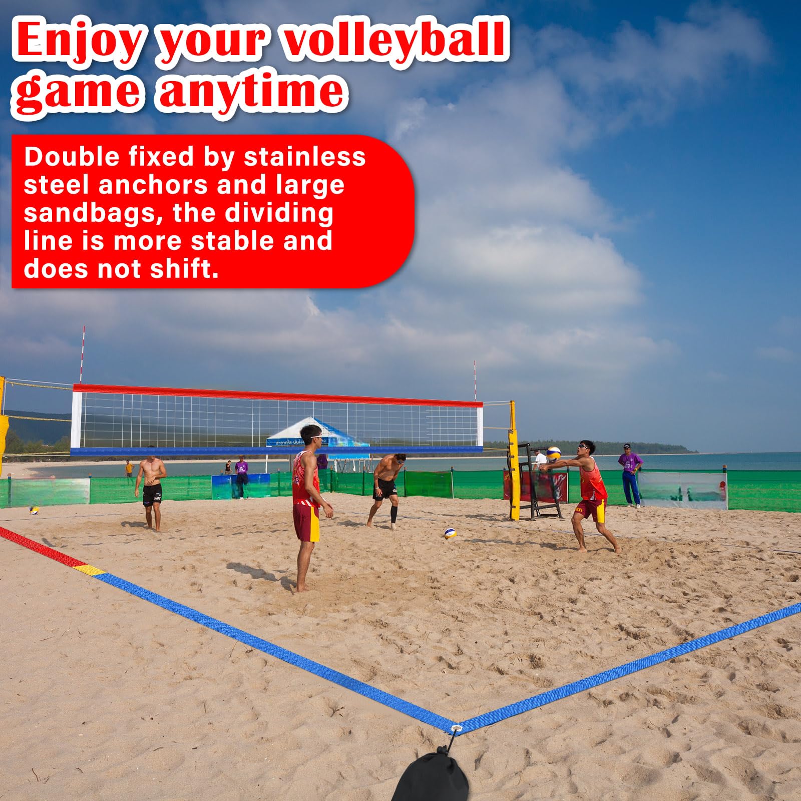 VioraWhite stainless steel anchor driven into sand for reliable court anchoring