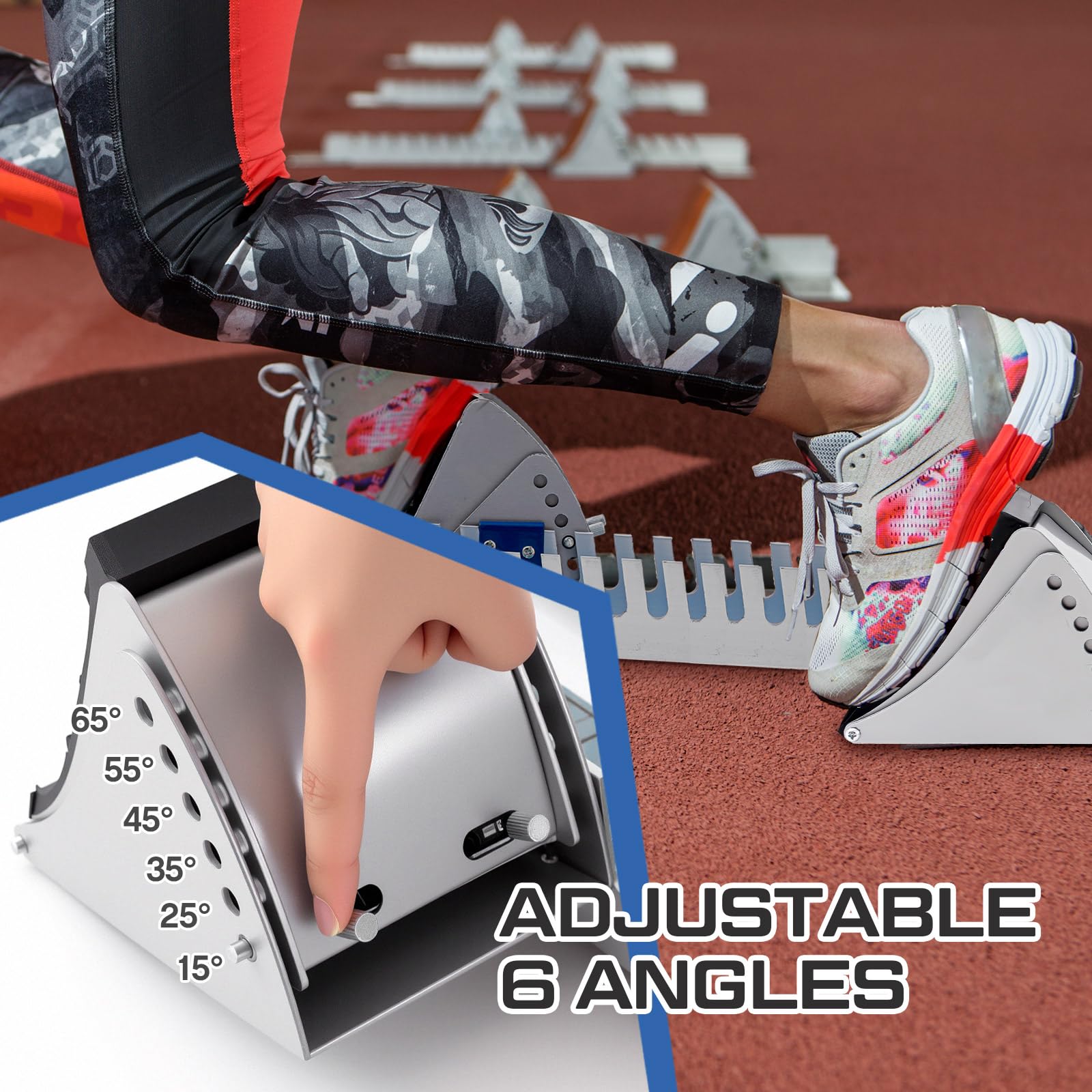 VioraWhite starting block in use at track demonstrating quick, repeatable starts