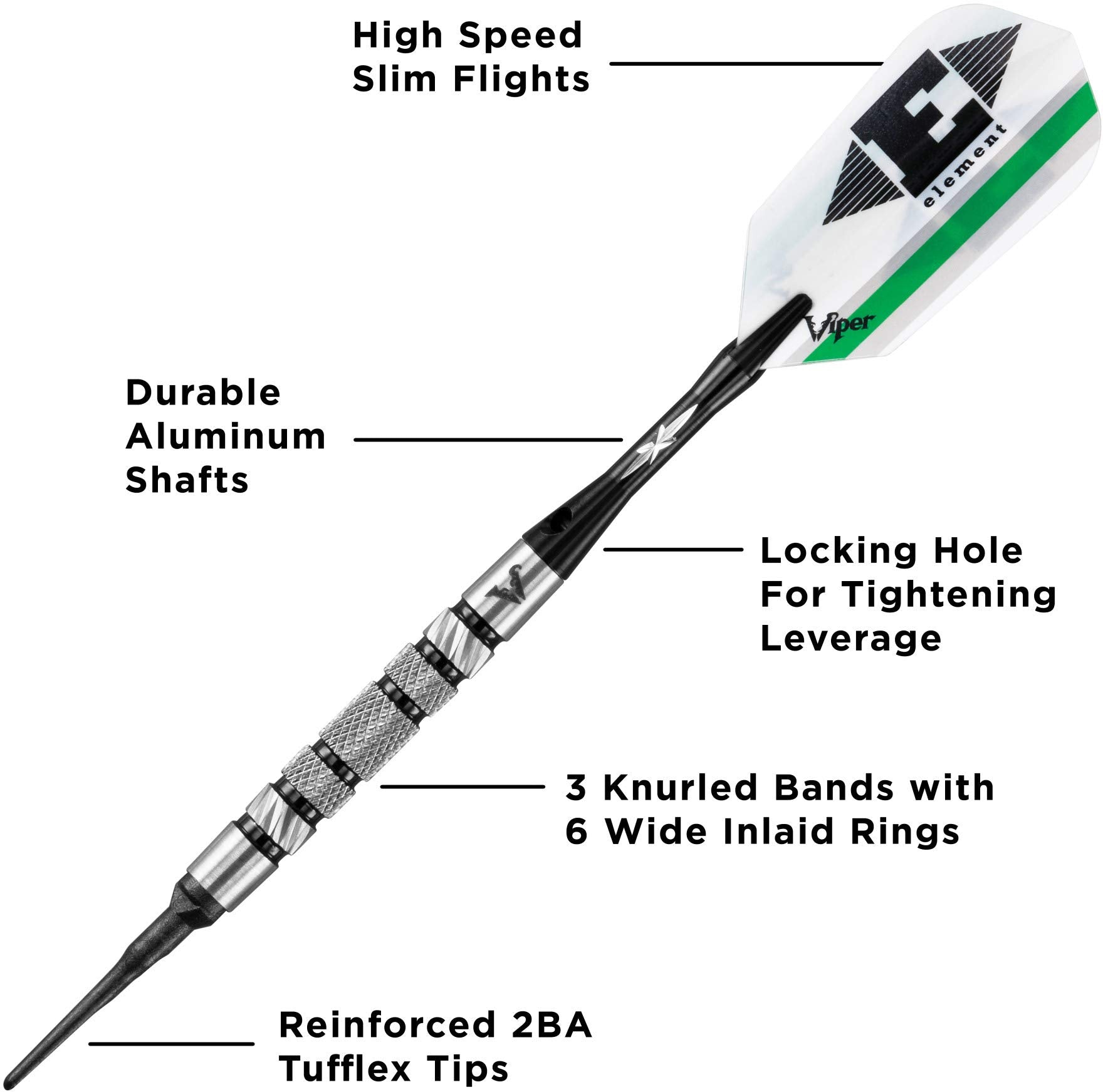 Viper by GLD Products aluminum shaft and slim flight detail for stable, consistent throws
