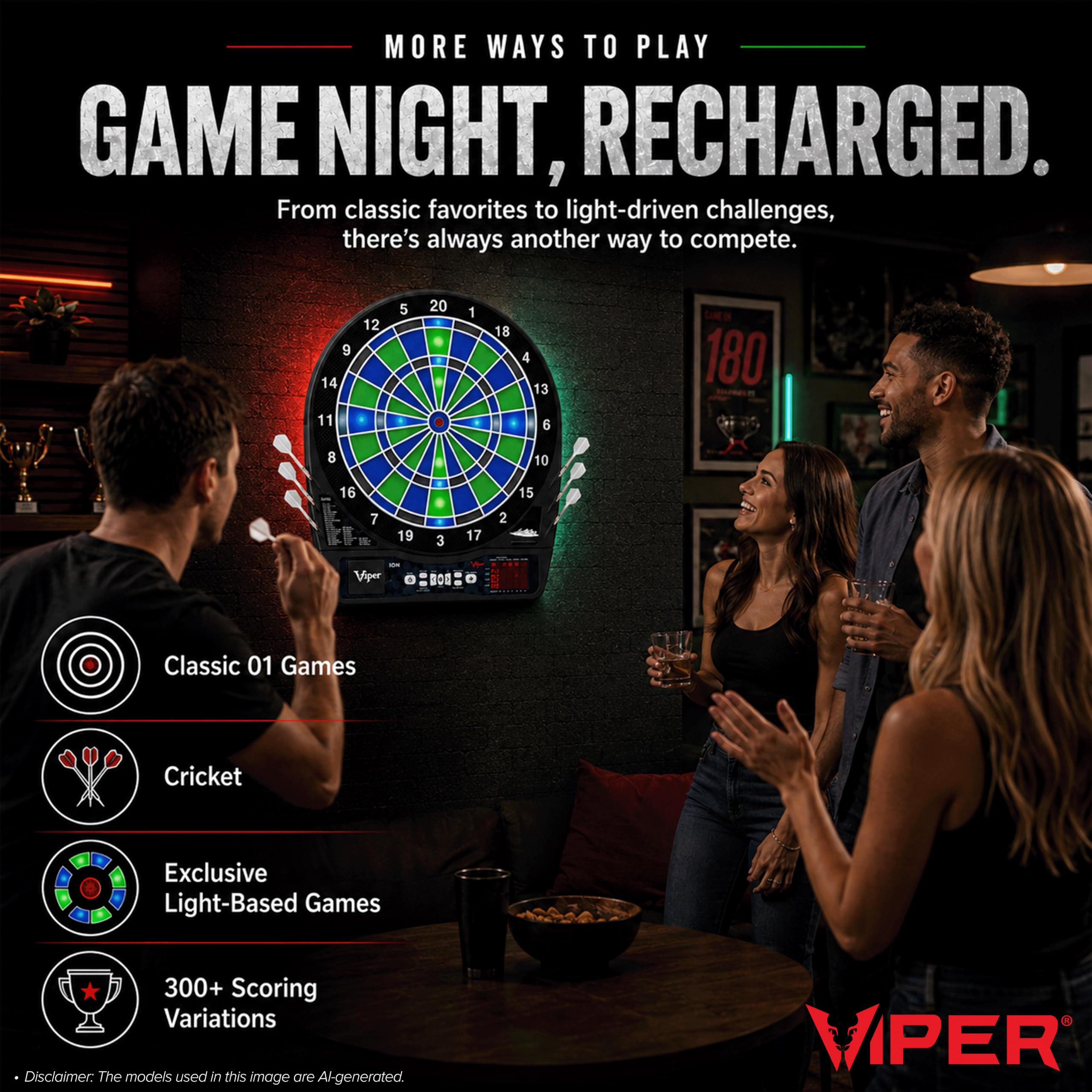 Viper by GLD Products mounted on wall in game room illustrating easy installation benefit