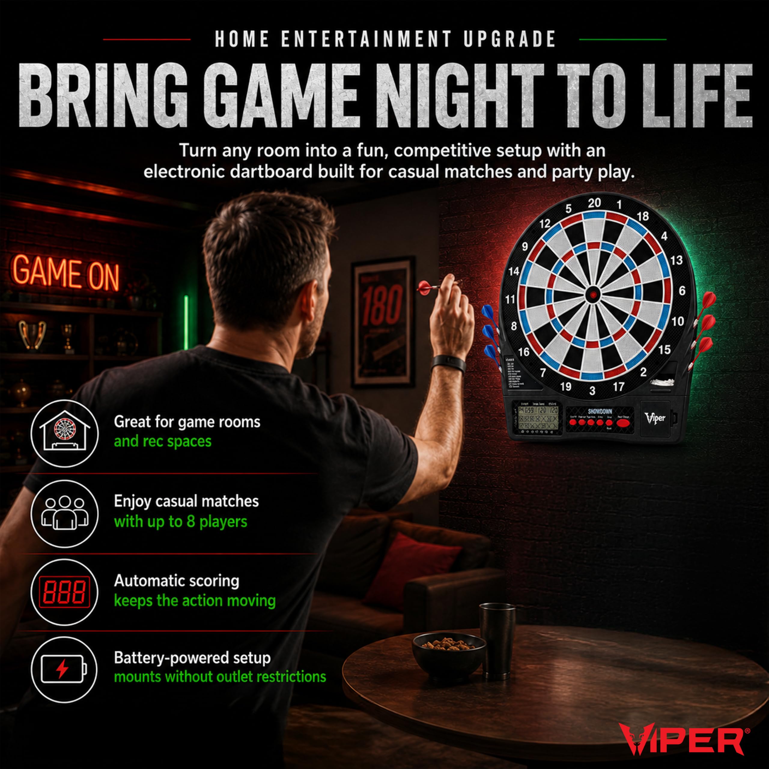 Viper by GLD Products battery compartment view highlighting cord-free placement advantage