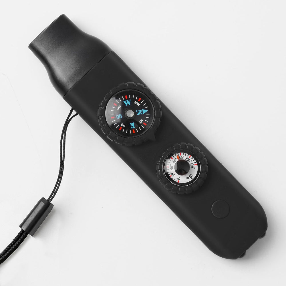 Viriber compass and thermometer detail for quick orientation and ambient reading