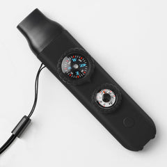 Viriber compass and thermometer detail for quick orientation and ambient reading