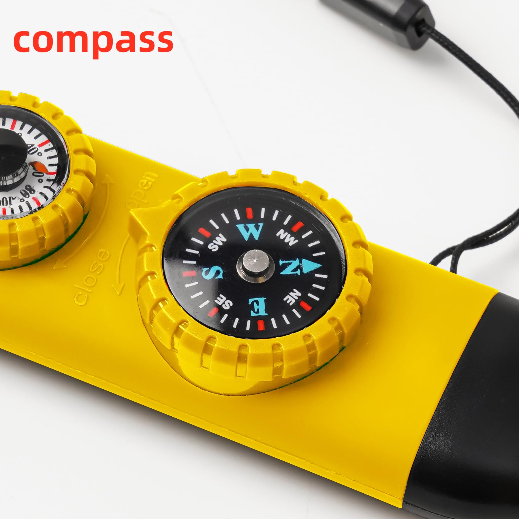 Viriber whistle on a life jacket demonstrating easy access and safety benefit