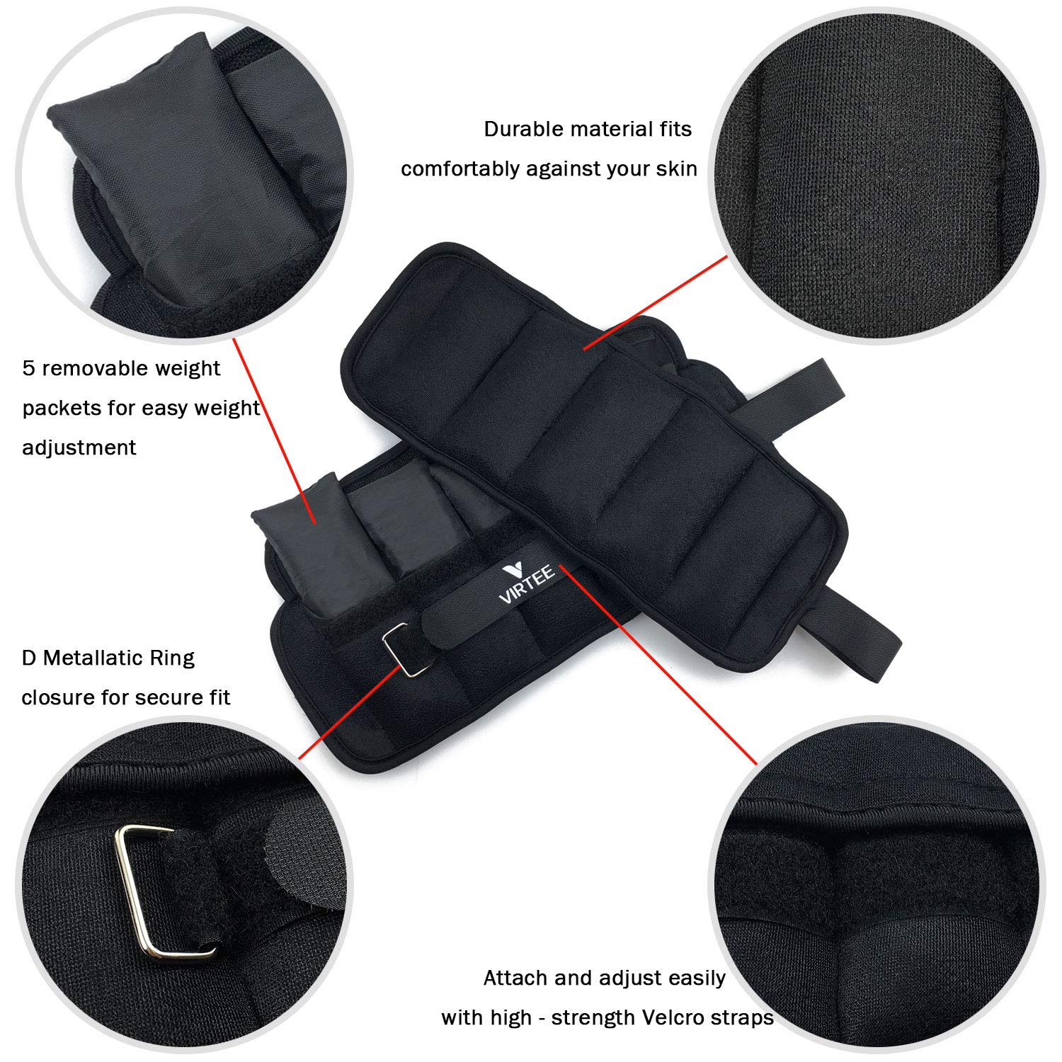 Virtee adjustable strap and velcro closure detail showing secure fit and comfort during movement