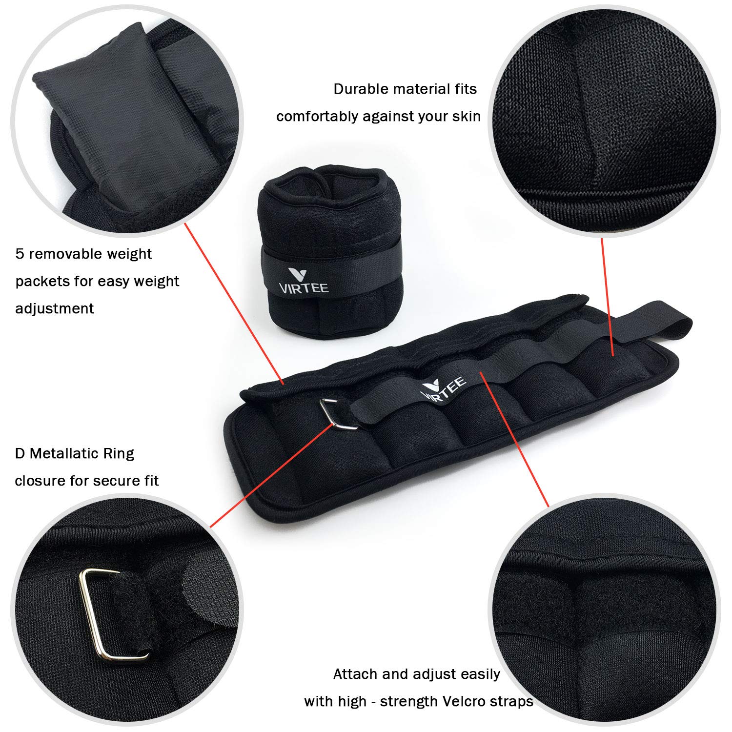 Virtee Velcro strap detail highlighting secure fit and anti-slip benefit