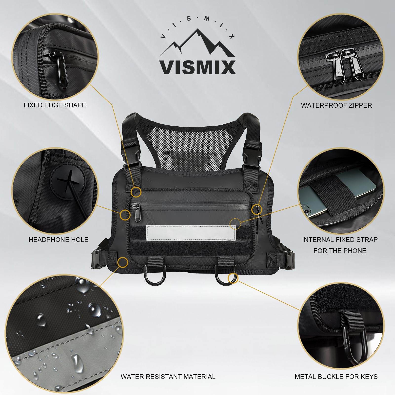 VISMIX breathable mesh back panel for comfort and reduced sweat