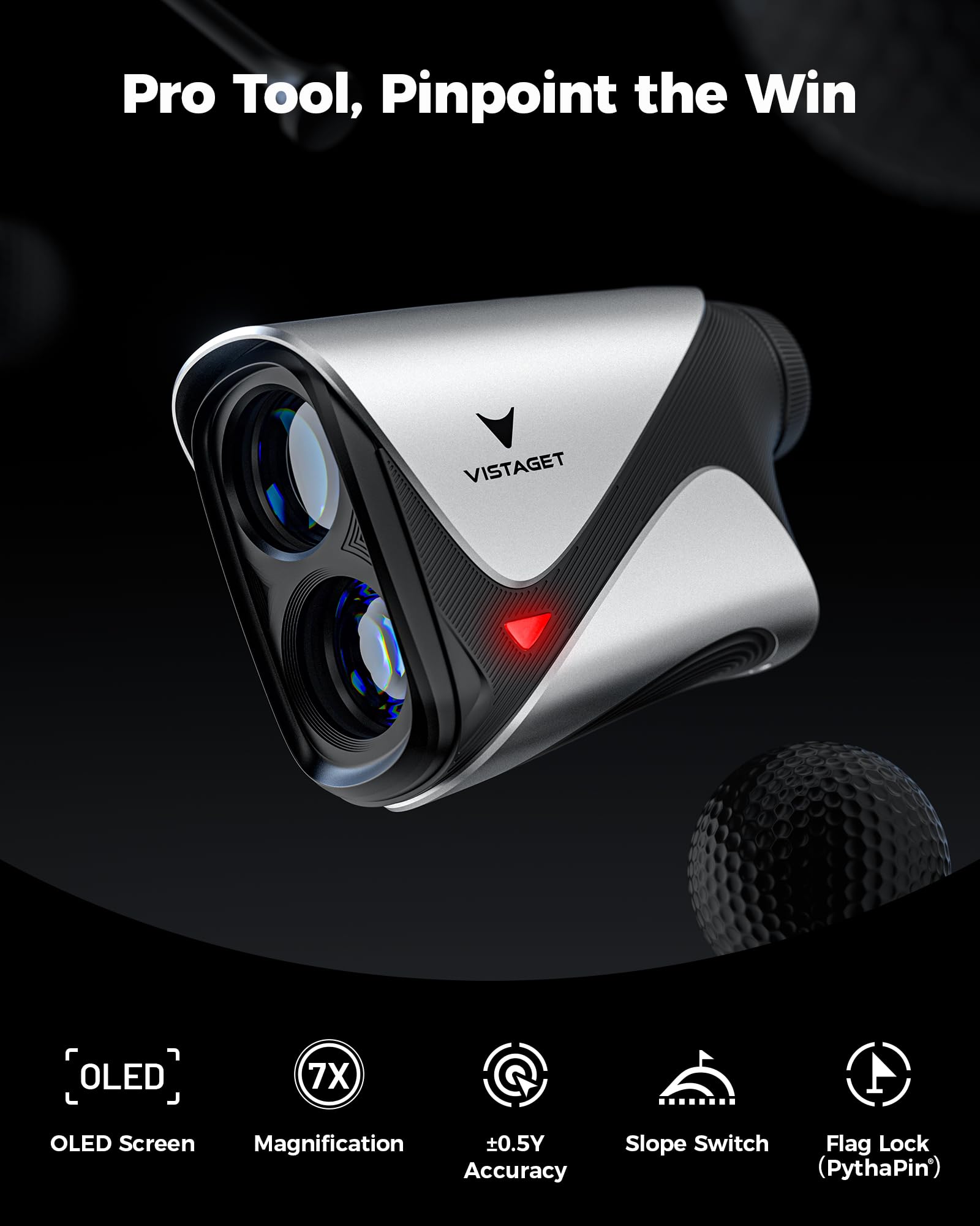 VISTAGET Golvia Pro OLED display close-up with adjustable brightness benefit
