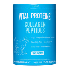 Vital Proteins front tub showing label and size, clear product identity and benefit