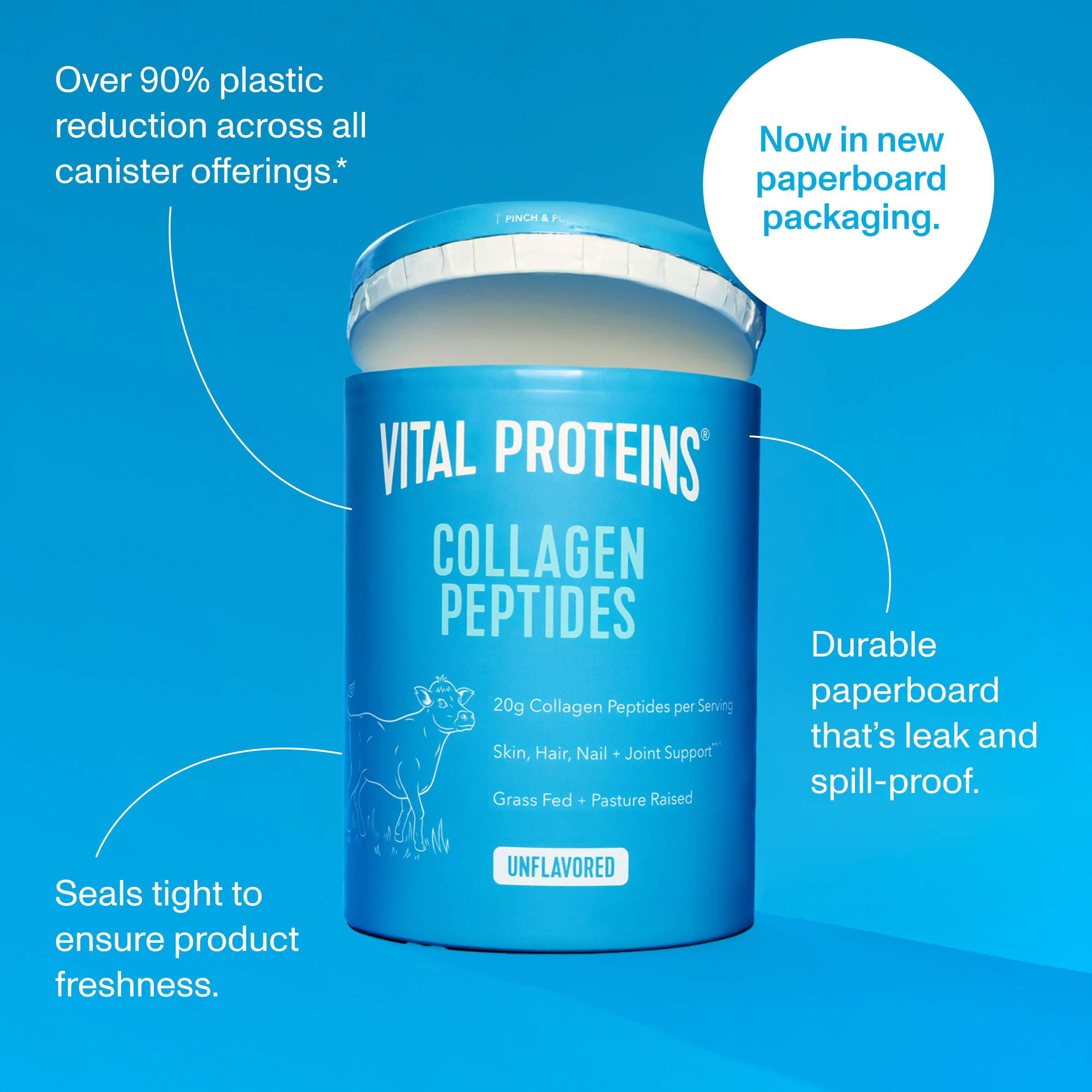 Vital Proteins scoop measuring powder, accurate serving and 20g collagen benefit