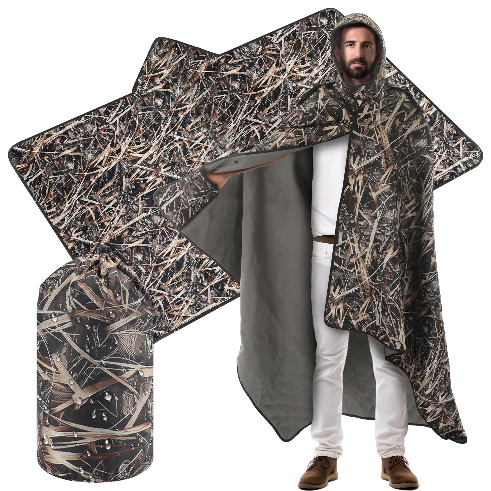 VitalCozy blanket front view showing full camo coverage and warmth