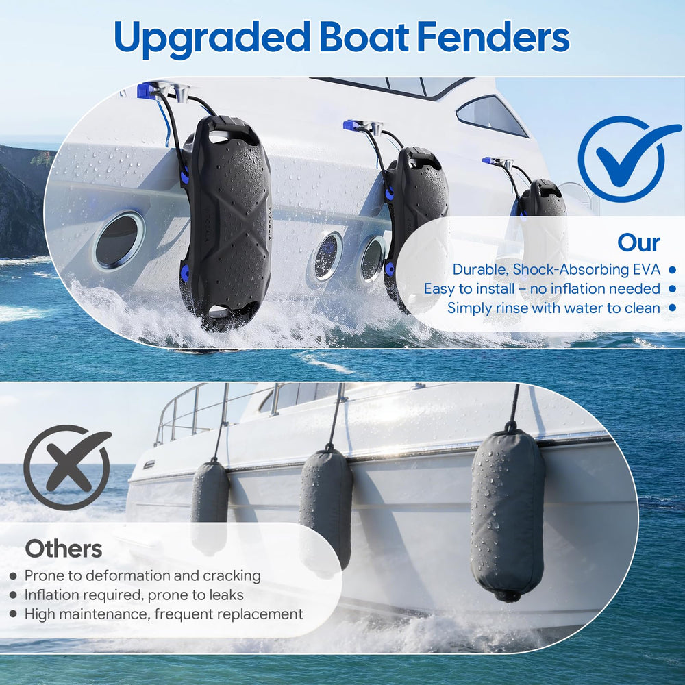 VITODALA fender installed on pontoon in lifestyle marina setting