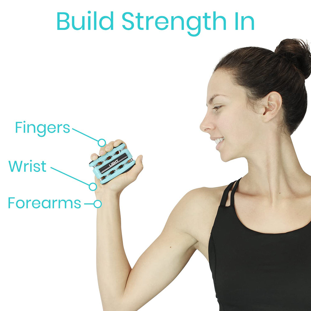 Vive finger trainers inside a bag illustrating travel-ready convenience