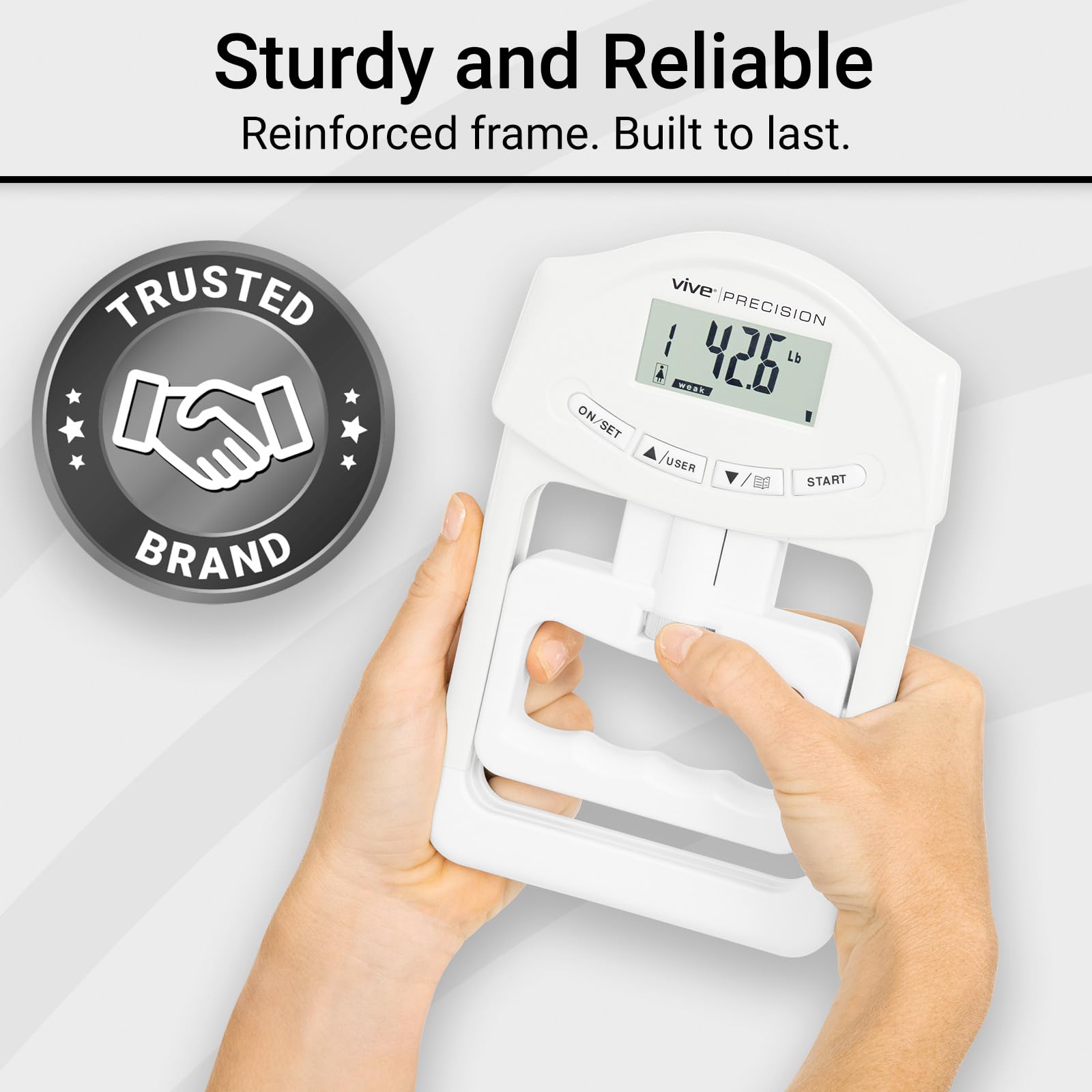 Vive Precision textured grip close-up highlighting non-slip surface for stable measurements