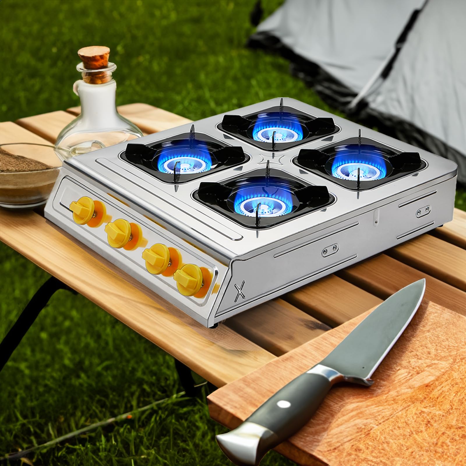 vivicreate burner flame in use demonstrating high heat output and fast boiling performance