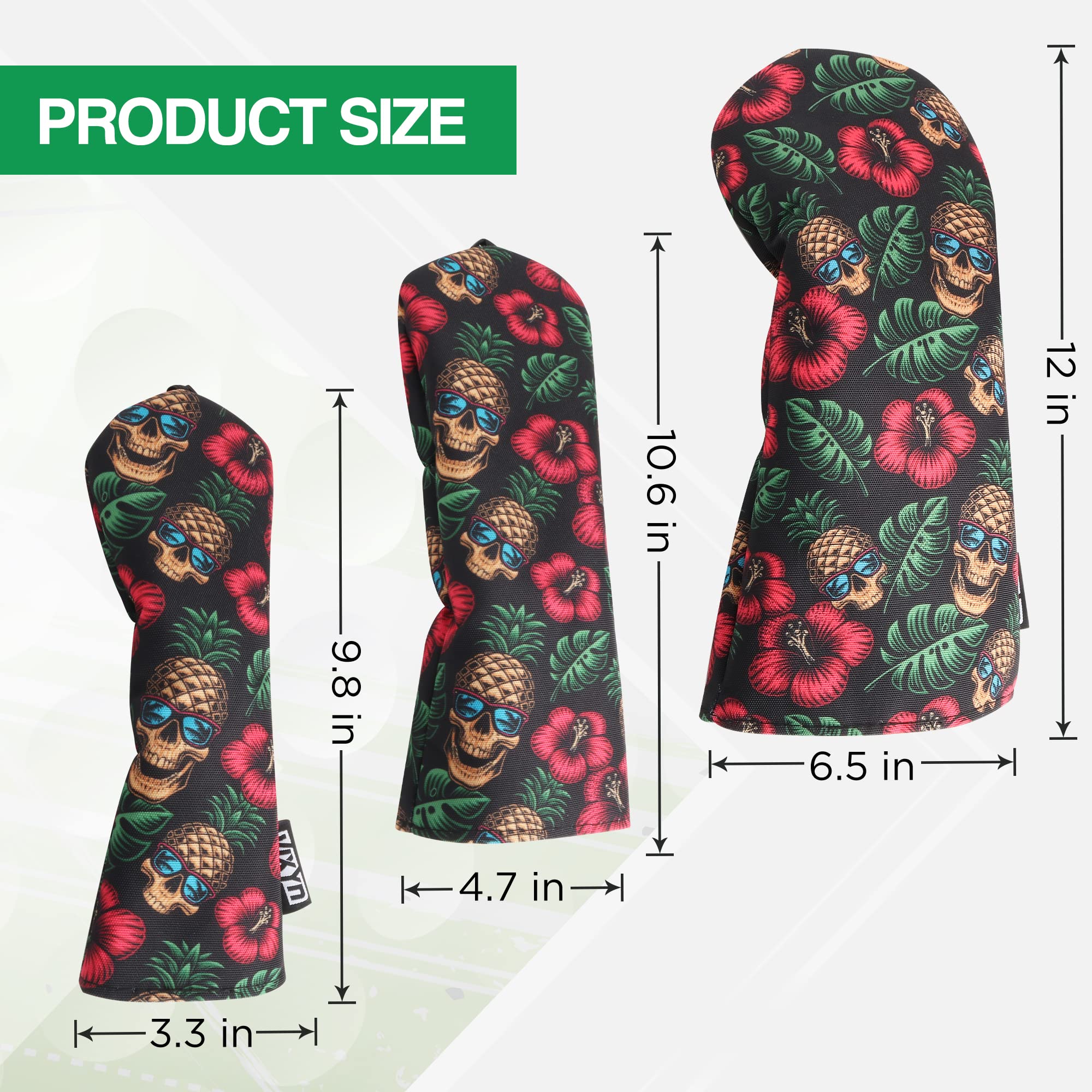 VIXYN pineapple skull fairway wood cover on wood for scratch and UV defense