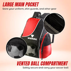 Vizari side mesh pockets holding cleats and a bottle for easy storage