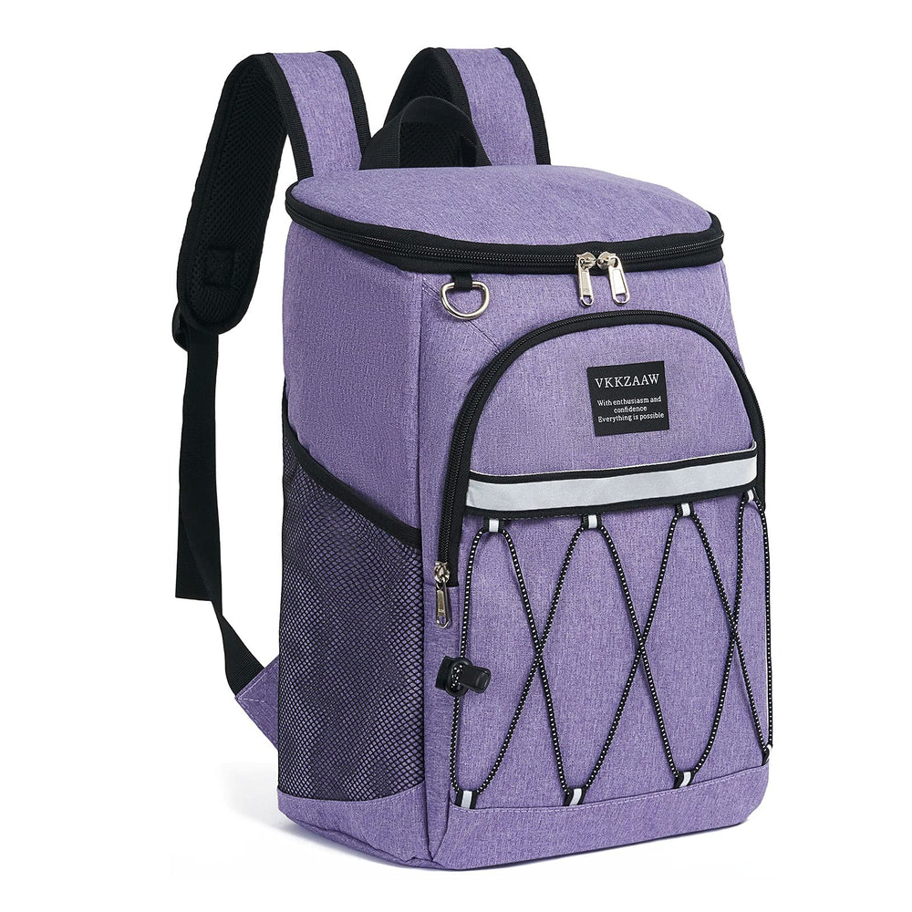 VKKZAAW cooler backpack front view showing capacity and waterproof exterior benefit