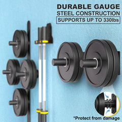 Vlaeng side profile holding stacked 45 lb plates showing secure organization