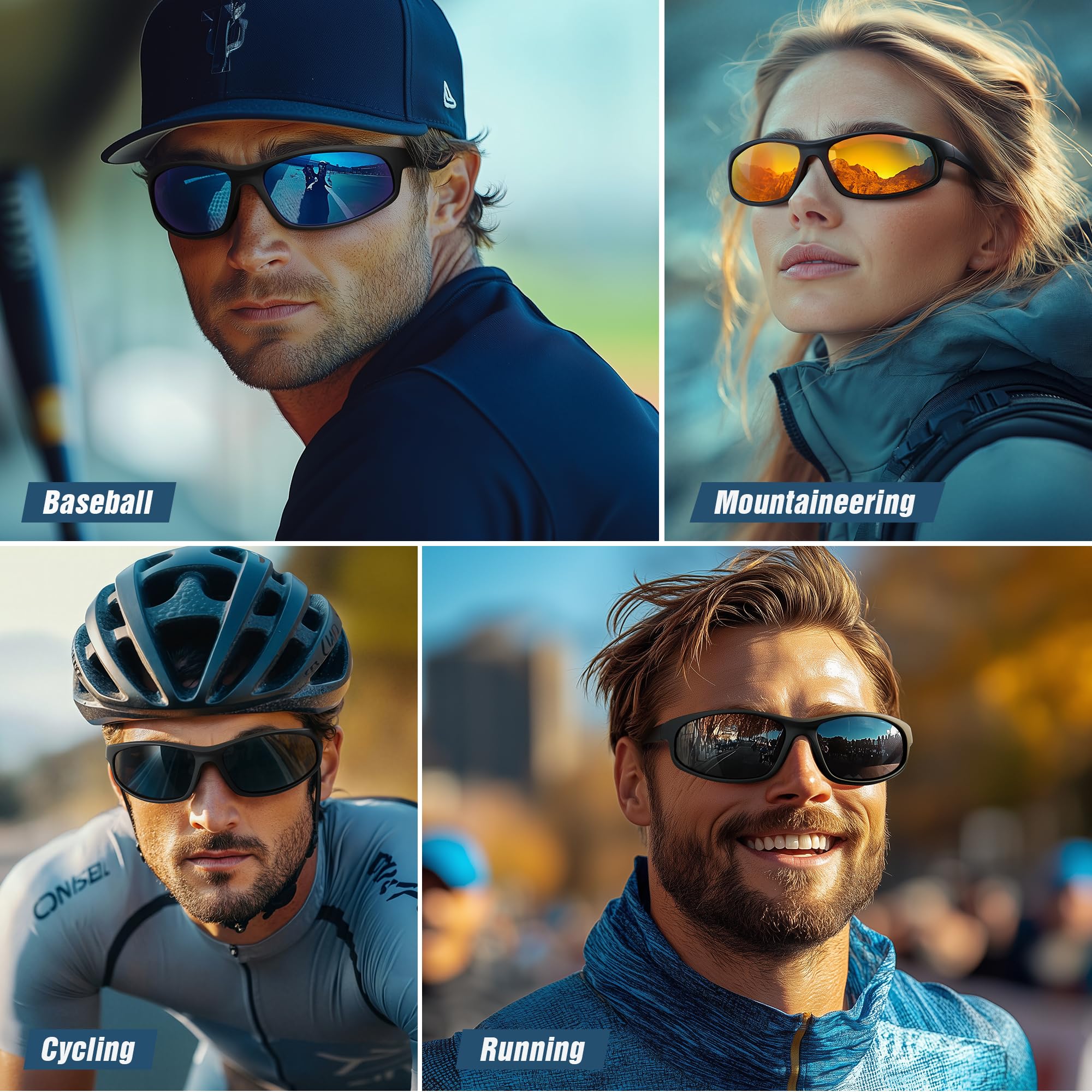 VMAEB sunglasses on cyclist in motion, shows windproof secure fit