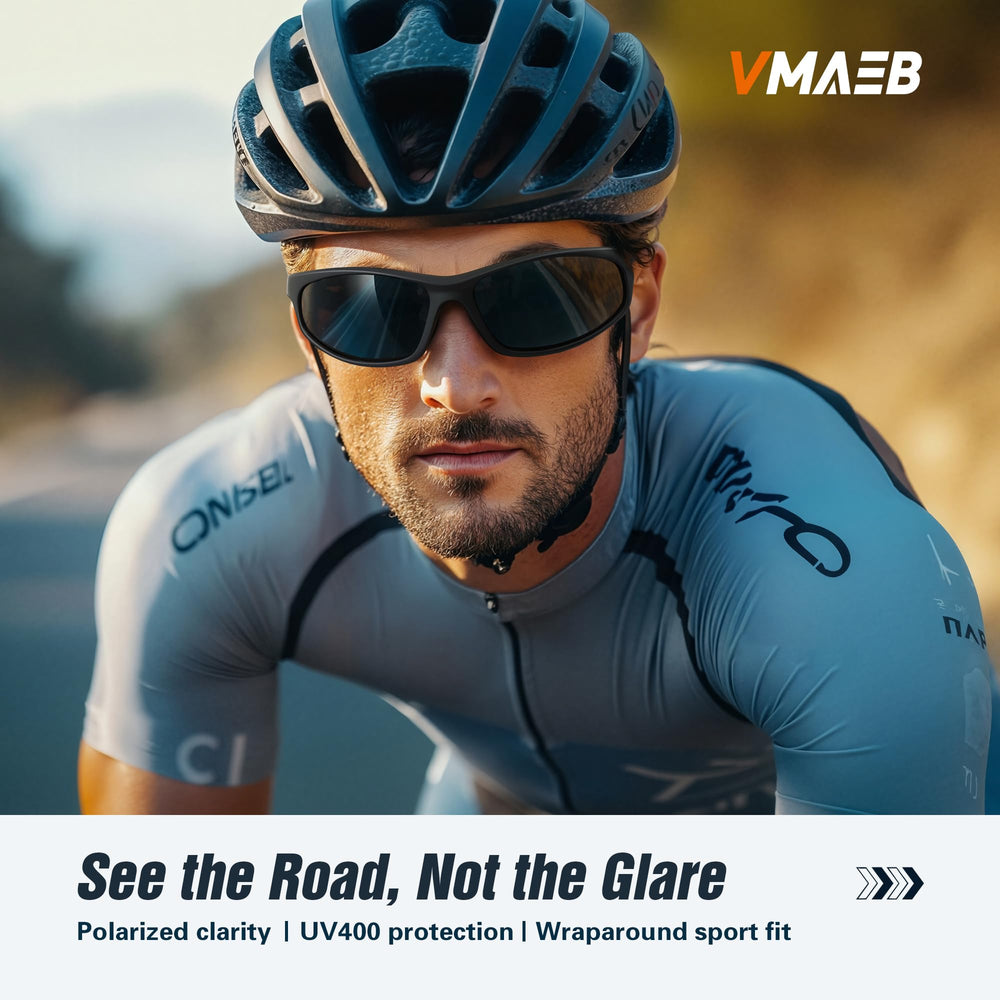 VMAEB sunglasses next to hand for scale, clarifies size and lightweight feel