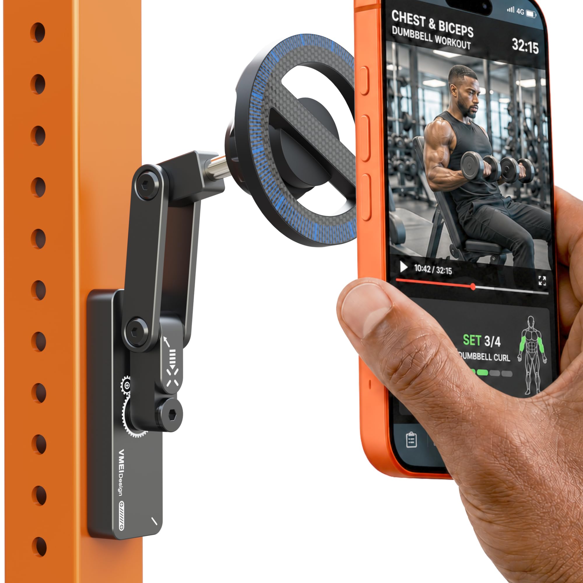 VMEI front view of metal phone mount showing sturdy design and secure hold