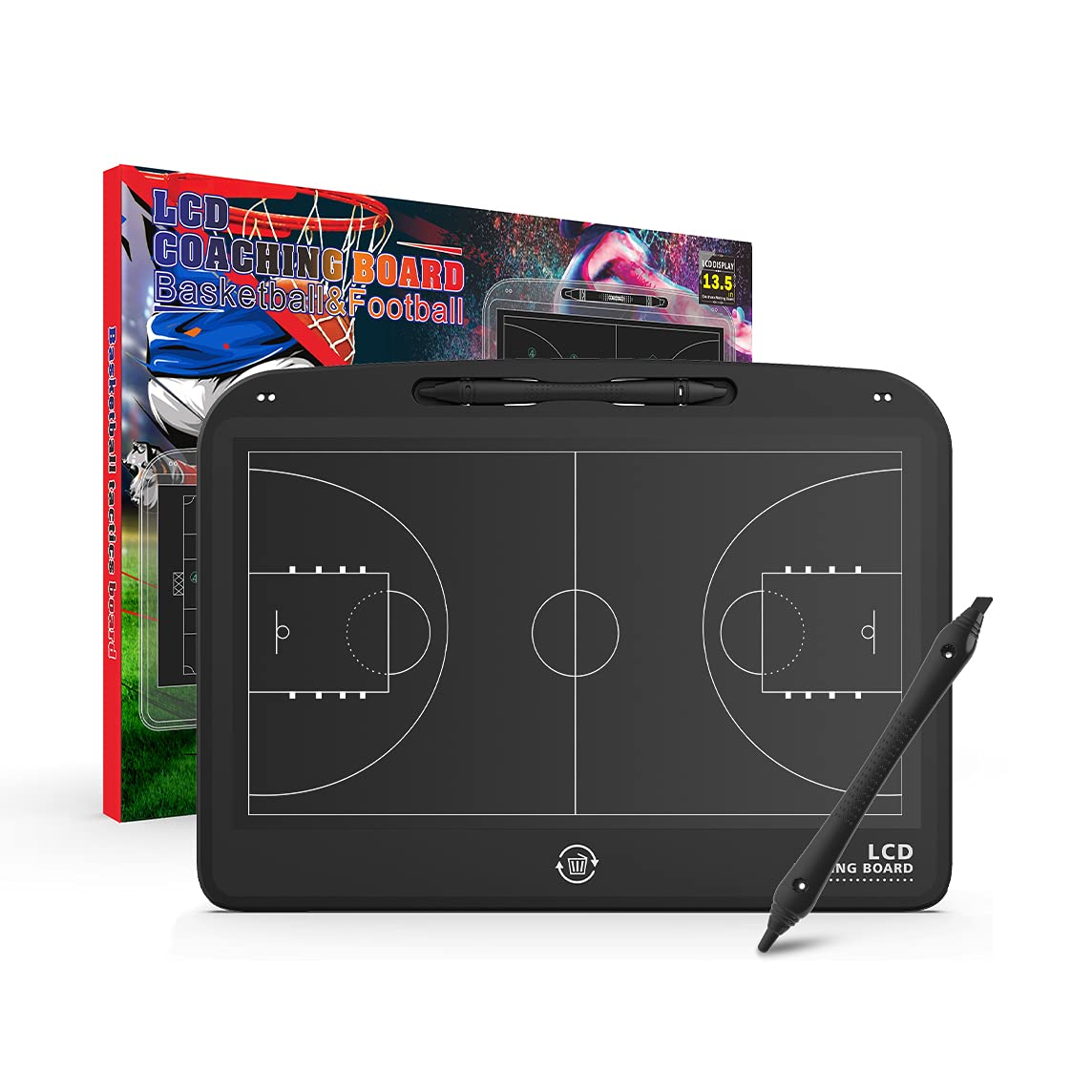 VNVDFLM front view of coaching board showing court layout and clear display, easy teaching