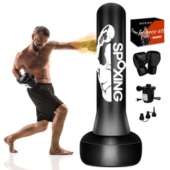 Vobab front view of 70" standing punching bag showing height and stance stability