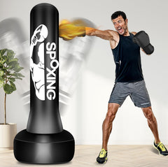 Vobab front view of 70-inch freestanding heavy bag showing full-height target and stand for home training