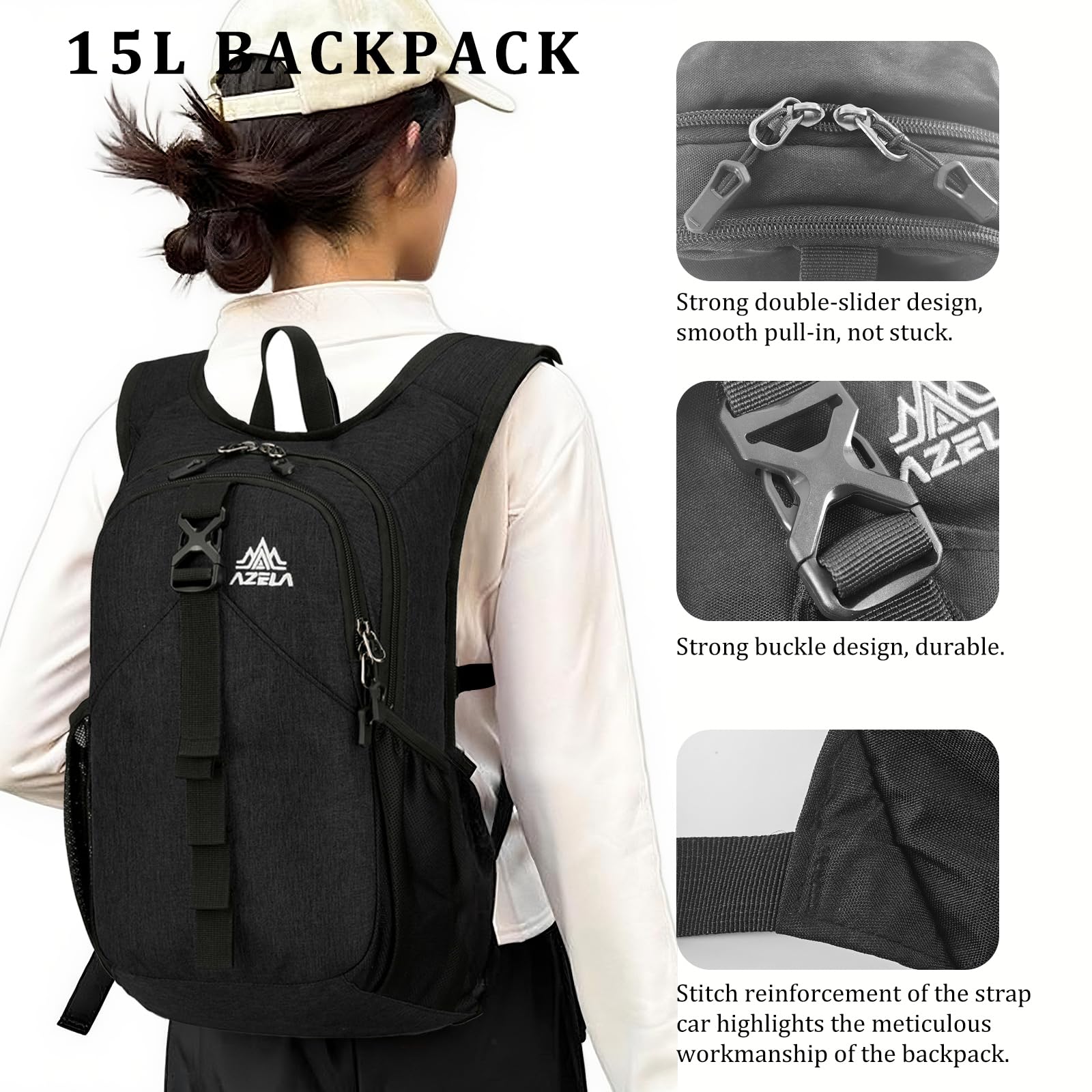 VOBUYING side mesh pocket holding bottle for hands-free hydration