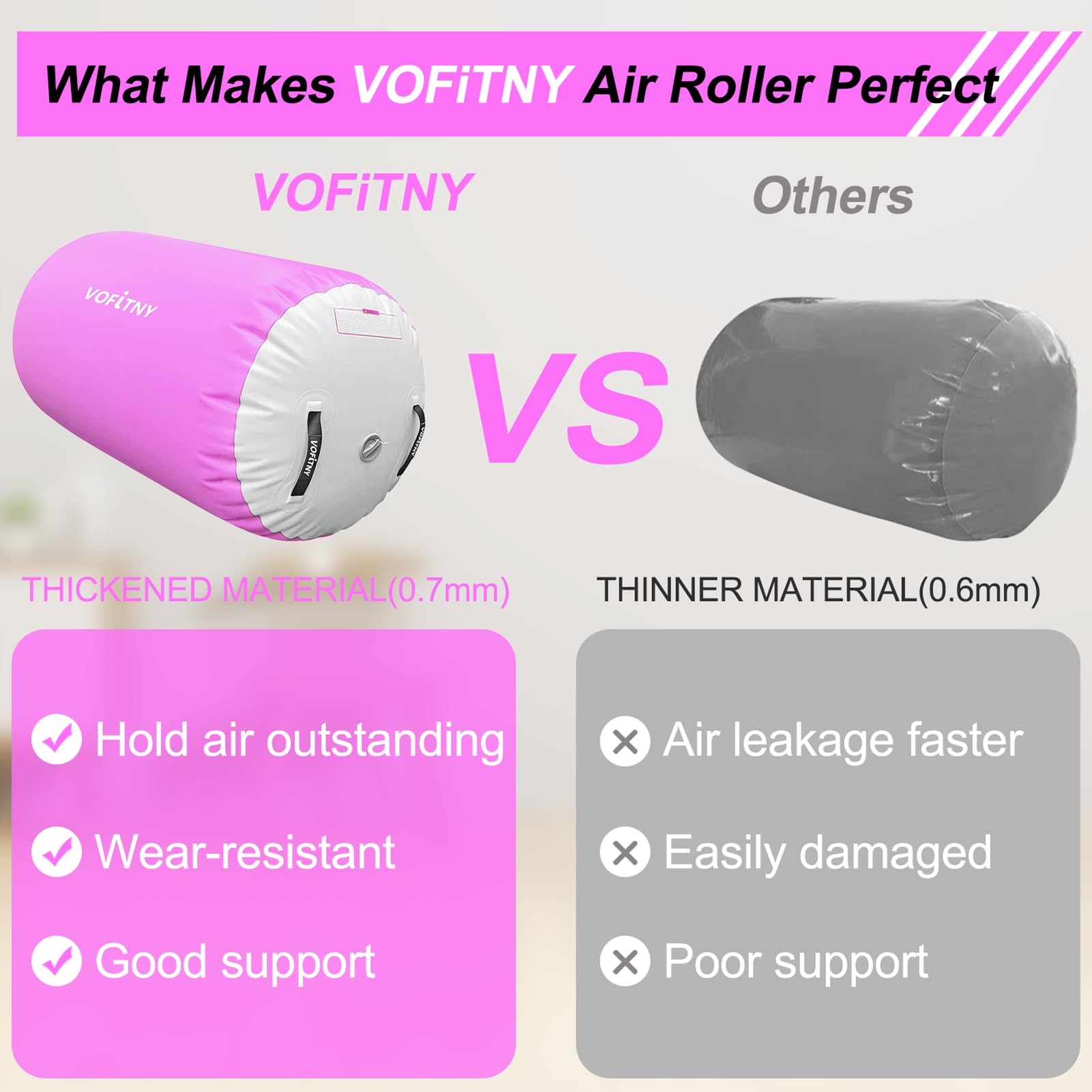 VOFiTNY inflated 10ft runway showing full-length cushioned practice area benefit