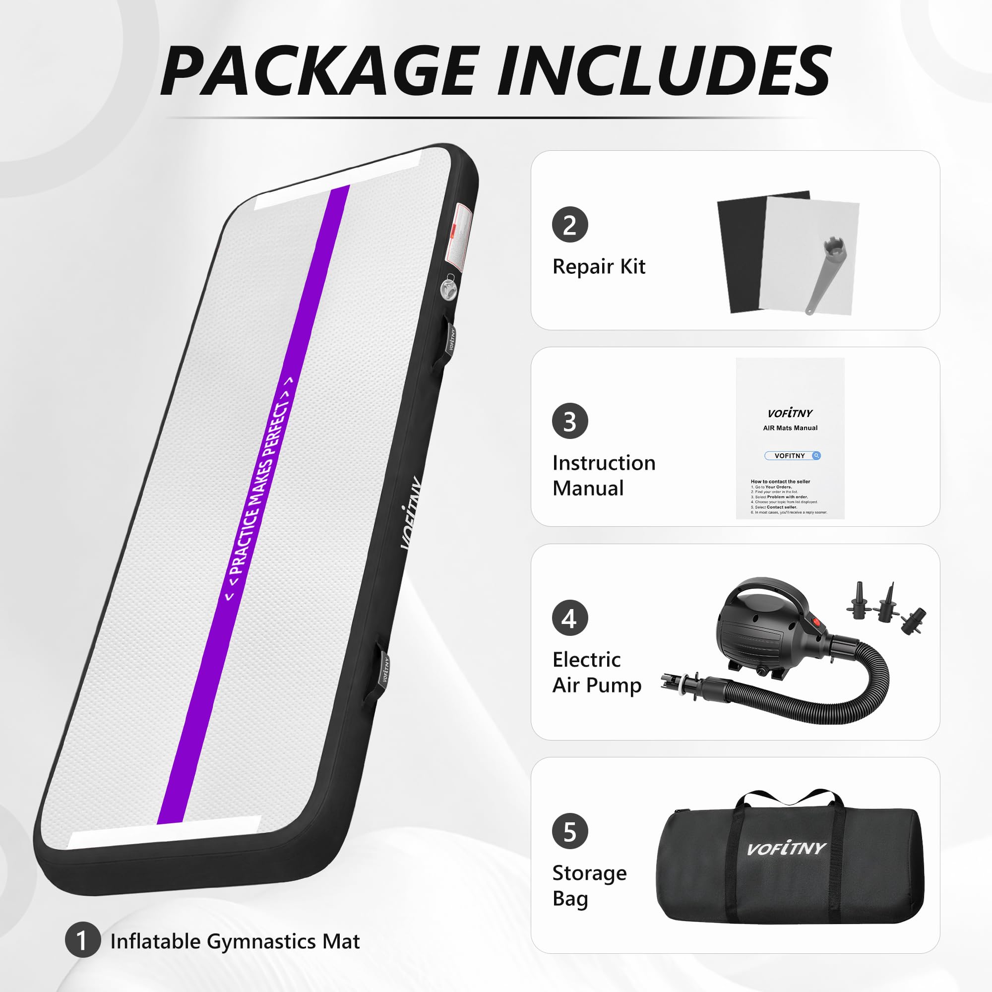 VOFiTNY mat rolled in carry bag for easy transport and storage