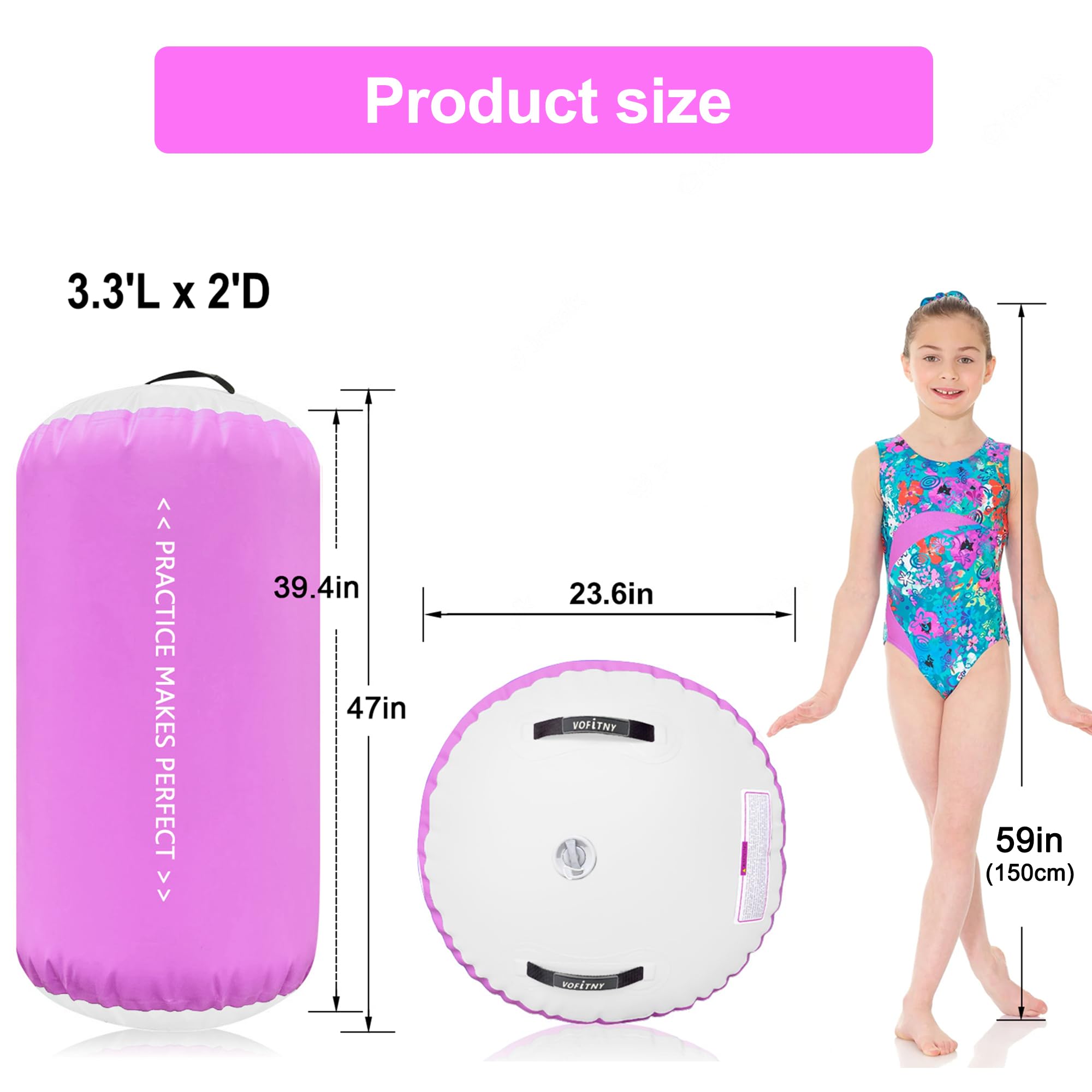 VOFiTNY size comparison with adult foot showing compact scale and usable length benefit