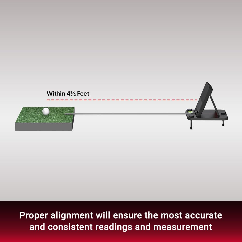 Voice Caddie stand next to alignment sticks showing compact transport advantage